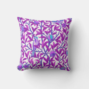 Coussin D'extérieur Art Nouveau Oiseau & grenade, Améthyste Purple