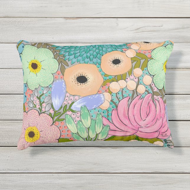 Coussin D'extérieur Artiste Botanique Floral Impression Cuisine Extéri (Devant)