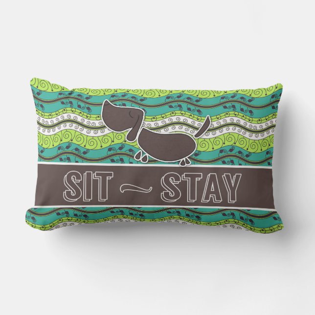 Coussin D'extérieur Assieds-toi et restes Amoureux des chiens monogram (Recto)