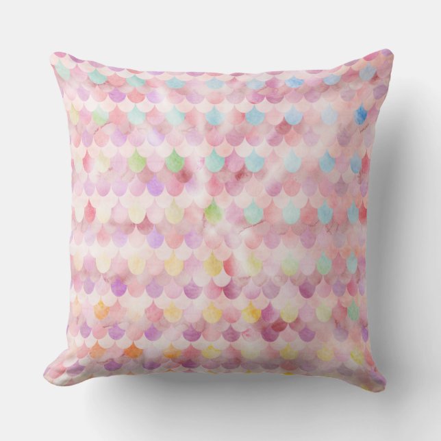 Coussin D'extérieur Balances de sirène rose Motif de balances de poiss (Recto)