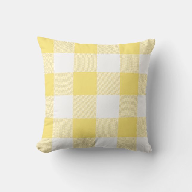 Coussin D'extérieur Balle jaune et blanc rustique à contrôle Plaid (Recto)