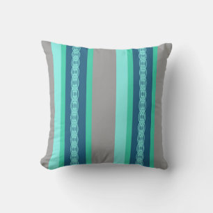 Coussin D'extérieur Bande d'auvent du milieu du siècle - turquoise & g