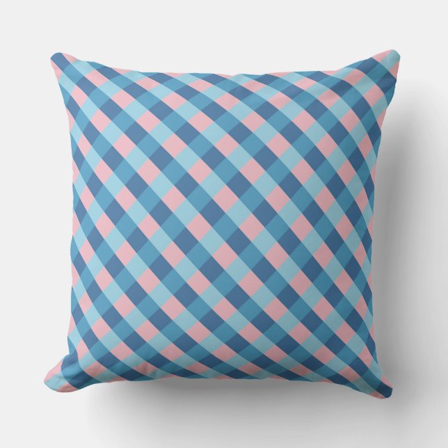 Coussin D'extérieur bande diagonale rose et bleue (Recto)