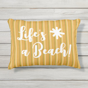 Coussin D'extérieur Bande verte de moutarde dorée personnalisée