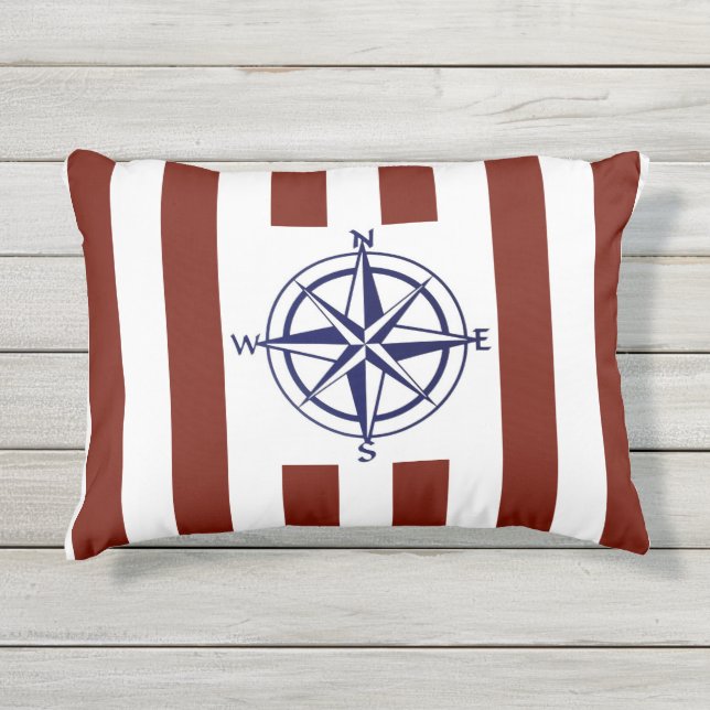 Coussin D'extérieur Bandes avec boussole (Devant)