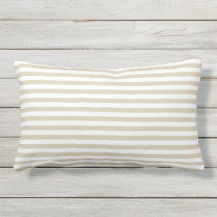 Coussin D'extérieur Bandes horizontales fines beige et blanc de sable