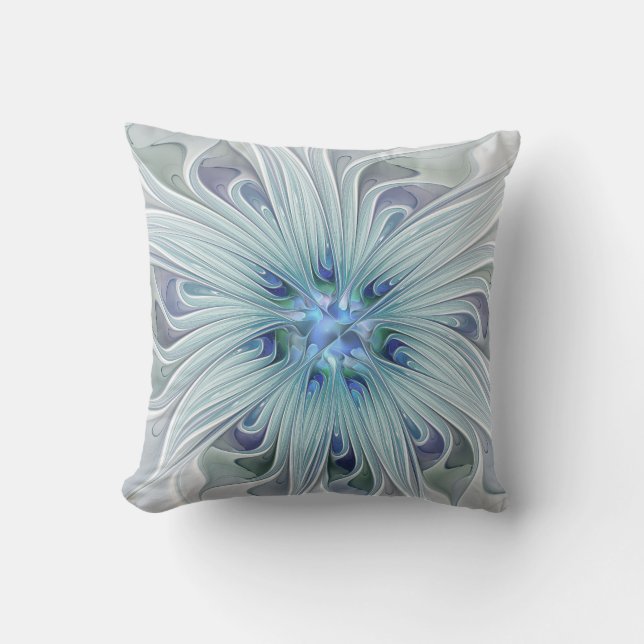 Coussin D'extérieur Beauté florale Abstraite moderne Blue Pastel Flowe (Recto)