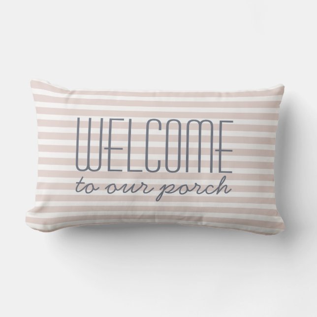 Coussin D'extérieur Bienvenue À Notre Porche Tendance Citation Rose Dé (Recto)