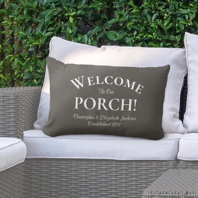 Coussin D'extérieur Bienvenue dans Porch Custom Family Names Brown ten (Créateur téléchargé)