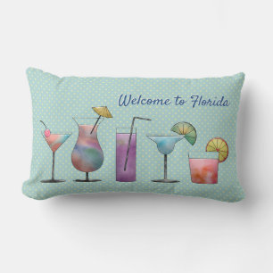 Coussin D'extérieur Bienvenue En Floride Boissons Tropicales