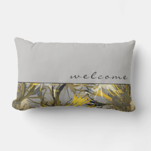 Coussin D'extérieur Bienvenue   Flore artistique grise
