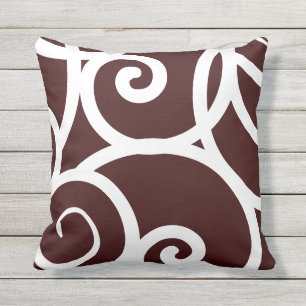 Coussin D'extérieur blanc + brun extérieur ou intérieur motif abstrait