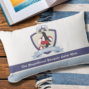 Coussin D'extérieur Blason du club de natation Pingouin mignon Enfants