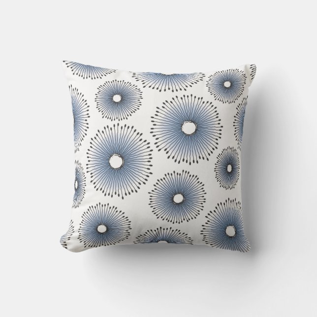 Coussin D'extérieur Bleu moderne et blanc de motif de fleur de (Recto)