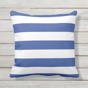 Coussin D'extérieur Bleu royal moderne et rayures blanches