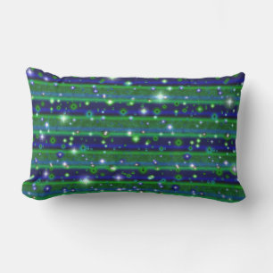 Coussin D'extérieur Bleu vert rayures avec étoiles et Raindrops
