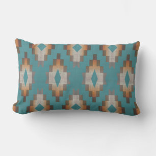 Coussin D'extérieur Blue Turquoise Terracotta Orange Brown Taupe Art T
