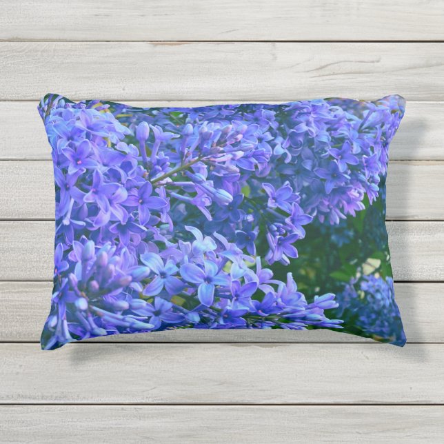 Coussin D'extérieur Blue violet lilas romantique bleu floral photo (Devant)
