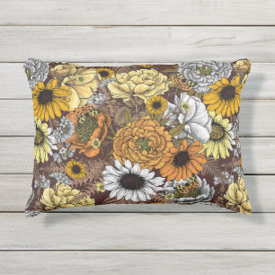 Coussin D'extérieur Bouquet de fleurs - roses, pivoines, marguerites e