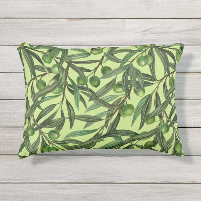 Coussin D'extérieur Branches d'olive sur le vert miel (Devant)