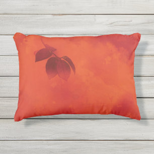 Coussin D'extérieur Brûlé Orange Persimmon Feuilles Abtract Automne