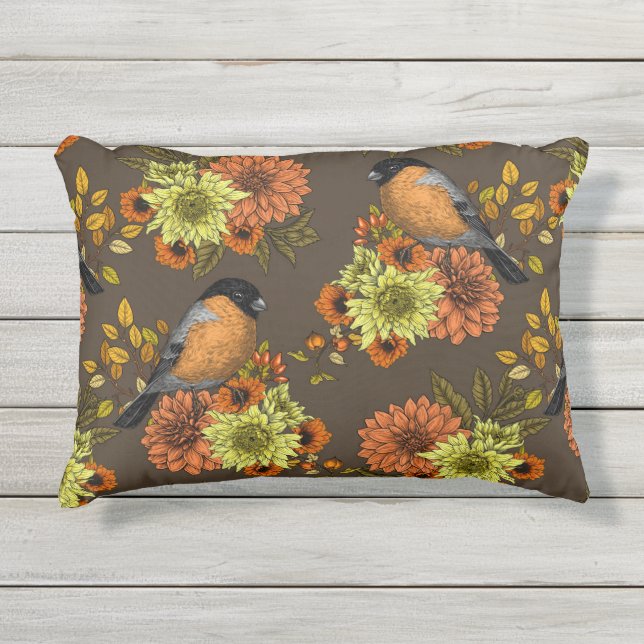 Coussin D'extérieur Bullfinch on autumn floral (Devant)