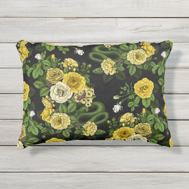Coussin D'extérieur Caché en rose, jaune et vert (Devant)