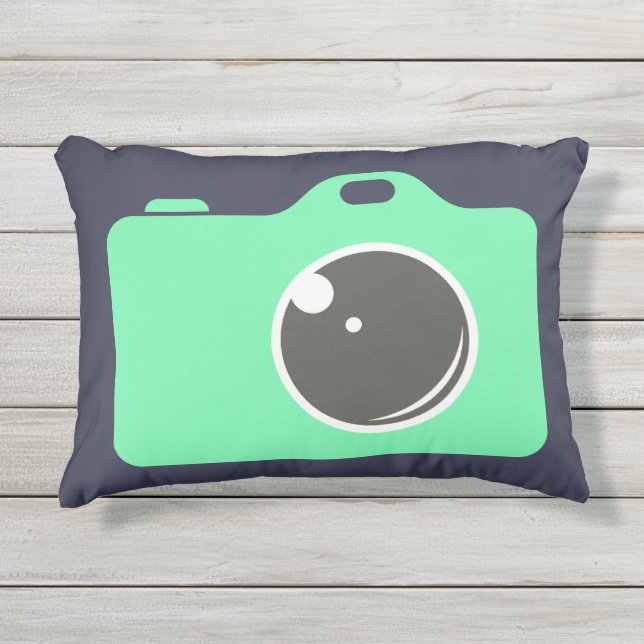 Coussin D'extérieur Caméra d'art pop vert bleu (Devant)