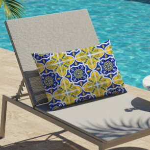 Coussin D'extérieur Carrelage Portugais Jaune Bleu Extérieur