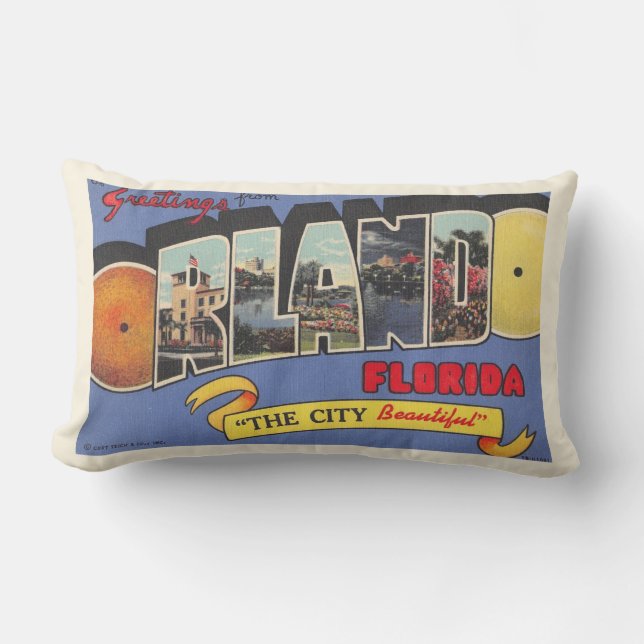 Coussin D'extérieur Carte postale Retro Orlando Salutation Jeu d'oreil (Recto)