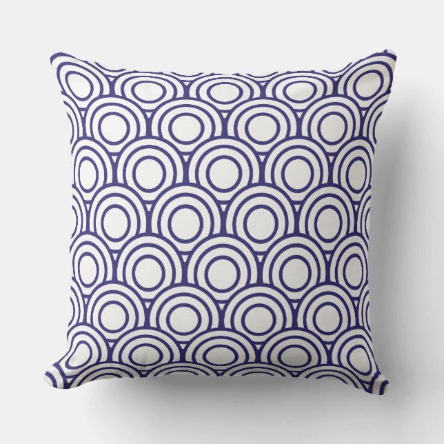 Coussin D'extérieur Cercle géométrique japonais de bleu marine et (Recto)