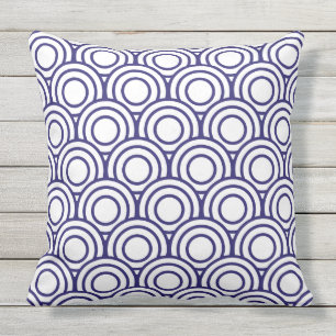 Coussin D'extérieur Cercle géométrique japonais de bleu marine et