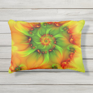 Coussin D'extérieur Chaud Été Vert Orange Abstrait coloré Fractal