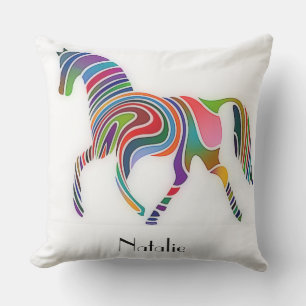 Coussin D'extérieur Cheval d'arc-en-ciel - votre nom