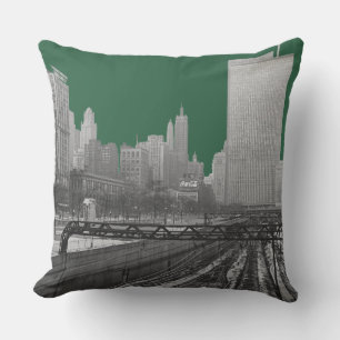 Coussin D'extérieur Chicago Rail Yards Railroad Downtown 1960's PHoto