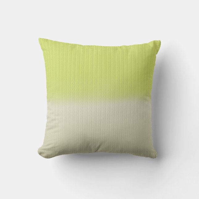 Coussin D'extérieur Citron Lime Green Dusty Cream Digital Herringbone (Recto)