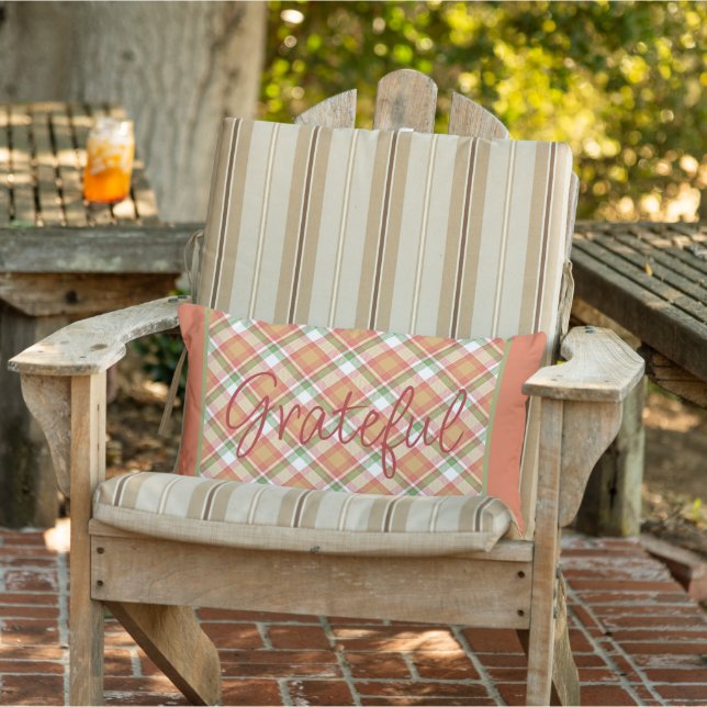 Coussin D'extérieur Citrouille classique Orange Autumn Green Tartan Mo (Chaise)