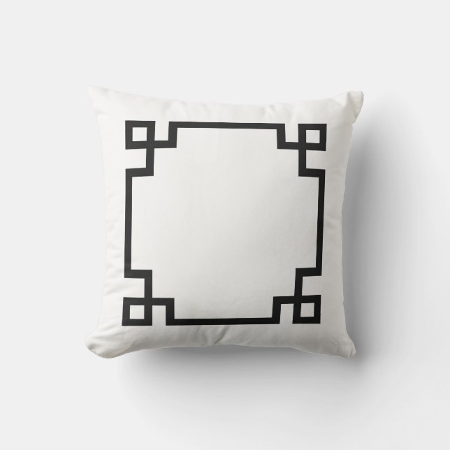 Coussin D'extérieur Clé grecque blanche et noire (Recto)