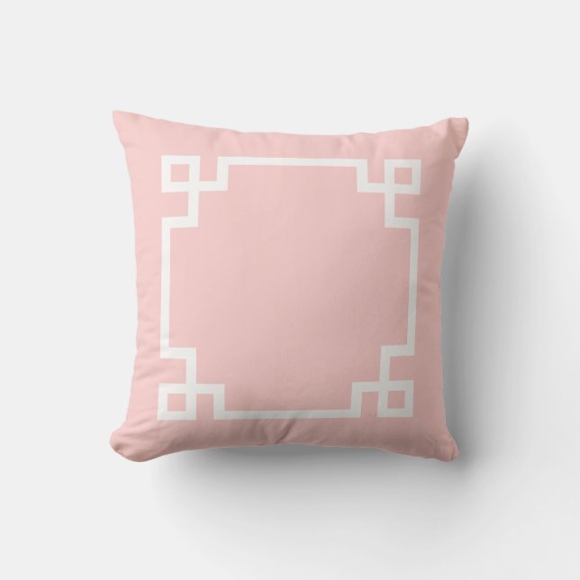 Coussin D'extérieur Clé rose pâle et blanche grecque (Recto)