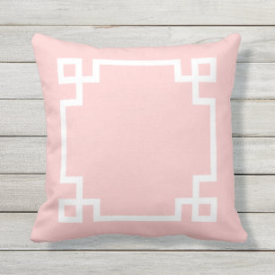 Coussin D'extérieur Clé rose pâle et blanche grecque