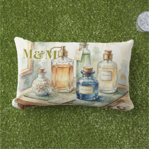 Coussin D'extérieur Collection de parfums de niche, aquarelle à monogr