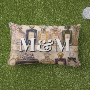 Coussin D'extérieur Collection de parfums de niche, aquarelle à monogr