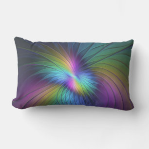 Coussin D'extérieur Coloré Avec Un Art Abstrait Fractal Moderne Bleu