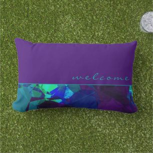 Coussin D'extérieur Conception abstraite Turquoise et bleu violet Bi