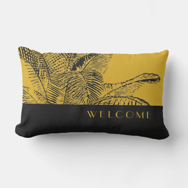 Coussin D'extérieur Conception de feuilles de palme tropicale moderne  (Recto)
