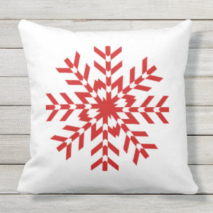 Coussin D'extérieur Conception rouge et blanche simple de flocon de