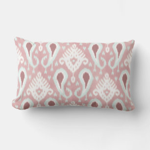 Coussin D'extérieur Coral Red Pastel Seafoam Green Ikat Motif tribal