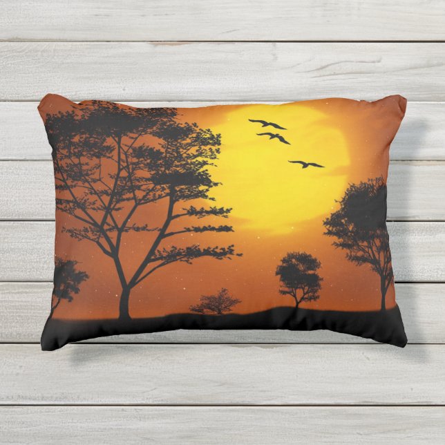 Coussin D'extérieur Coucher du soleil africain (Devant)
