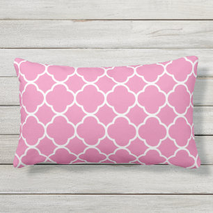 Coussin D'extérieur Couleur personnalisée en treillis blanc rose Quat