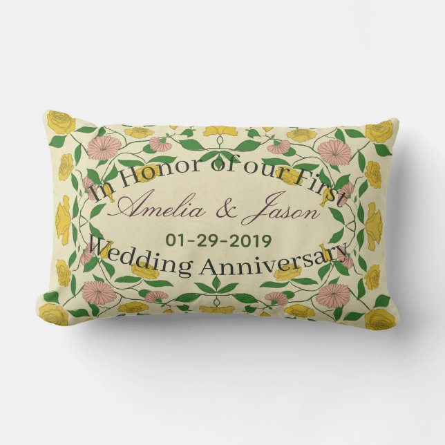 Coussin D'extérieur Couples personnalisés 1er anniversaire Mariage (Recto)